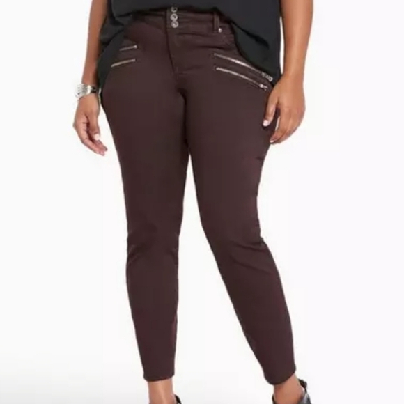 Torrid Zip Jegging 20R Oxblood Wash Jegging Ankle Stretch Zip Pockets Sexy Edgy - Picture 1 of 7